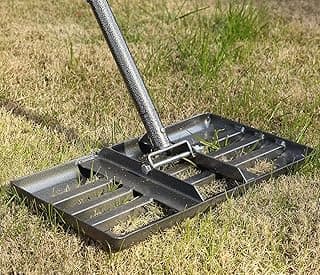 COCONUT Lawn Leveling Rake, 17x10 Heavy Duty Metal Head with Stainless Steel Grip, Adjustable Handle Dirt Ground Level Tool for Yard Garden (72 Inch)