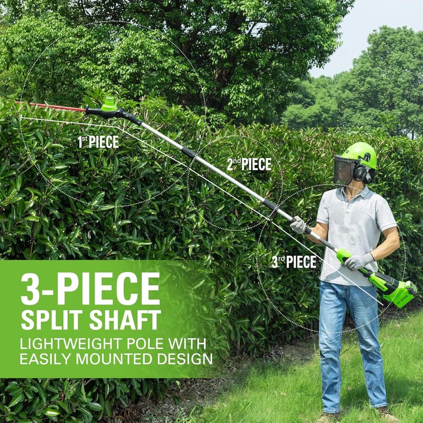 Greenworks 40V 10" Brushless Pole Saw + Pole Hedge Combo, 2.5Ah Battery and Charger Included