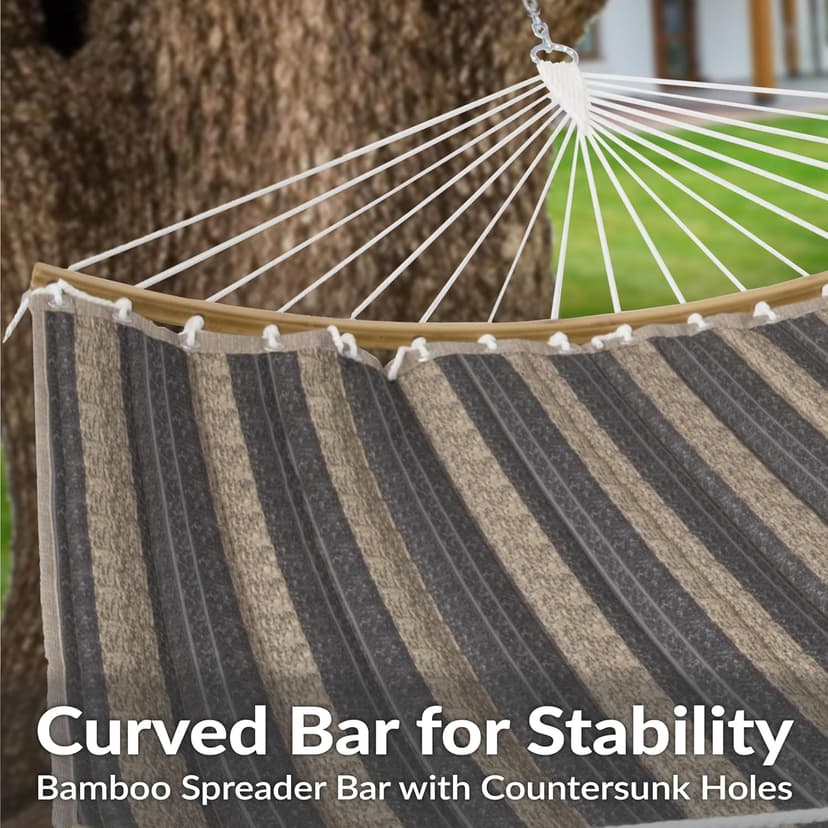 Sunnydaze Outdoor Hammock with Spreader Bar - 450-Pound Capacity Curved Spreader Bar Hammock - Mountainside