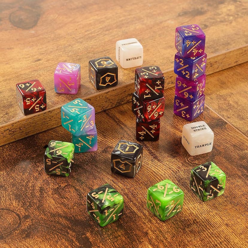 60 PCS MTG Dice Counters Keyword Counters Life Counter 1/+1 counters Commander Buff Tokens 6 Sided Dice Set for MTG, TCG, Card Games Accessories