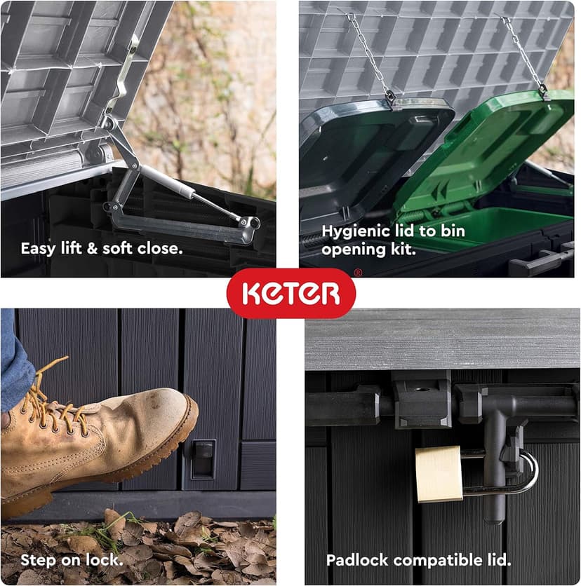Keter Store-It-Out Prime 4.3 x 3.7 ft. Outdoor Resin Storage Shed with Easy Lift Hinges, Perfect for Yard Tools, Pool Floats and Garden Accessories, Black