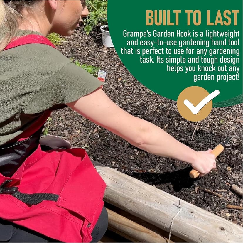 Grampa's Garden Hook - Weed Puller Tool & Gardening Hand Cultivator - Versatile Tool That Functions as a Cultivator, Hand Tiller, Weeder, & Edging Tool - Lightweight & Durable to Use