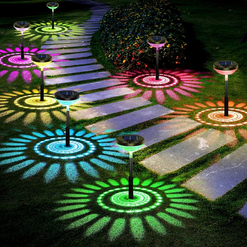 Nupostai 8 Pack Solar Pathway Lights, Multicolor & Warm White LED, IP67 Waterproof, Outdoor Garden Yard Lawn Landscape Decorative
