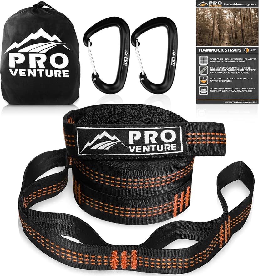 Hammock Straps and 2 Carabiners, 30+2 Loops, 1200lbs Breaking Strength (500lbs Rated) | 100% Non-Stretch, Lightweight, Portable Camping - Quick, Easy Setup | Heavy Duty + Tree Friendly