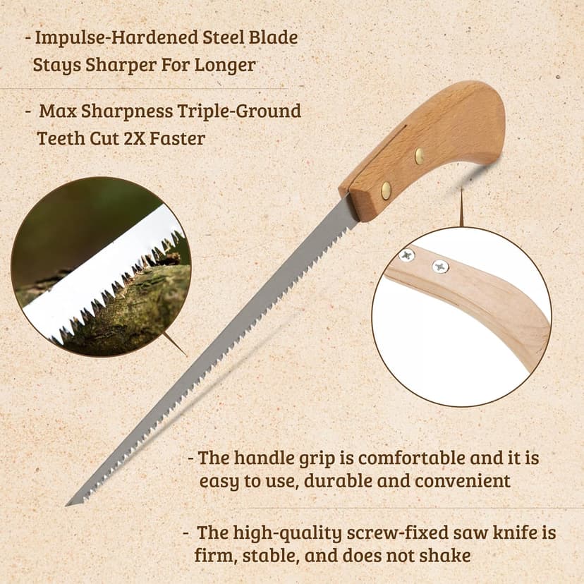Hand Saw for Trees & Cutting Branches - Pruning Saws with SK5 Steel Blade for Smooth & Precise Cuts - Handsaws for Camping, Gardening, Wood, Hiking, Landscaping & Carpentry - Portable Saw