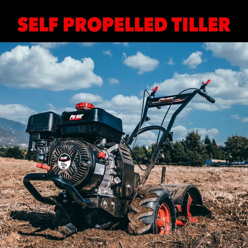 Pulsar 212cc 20-Inch Gas Powered Rear Tine Tiller with Forward/Reverse