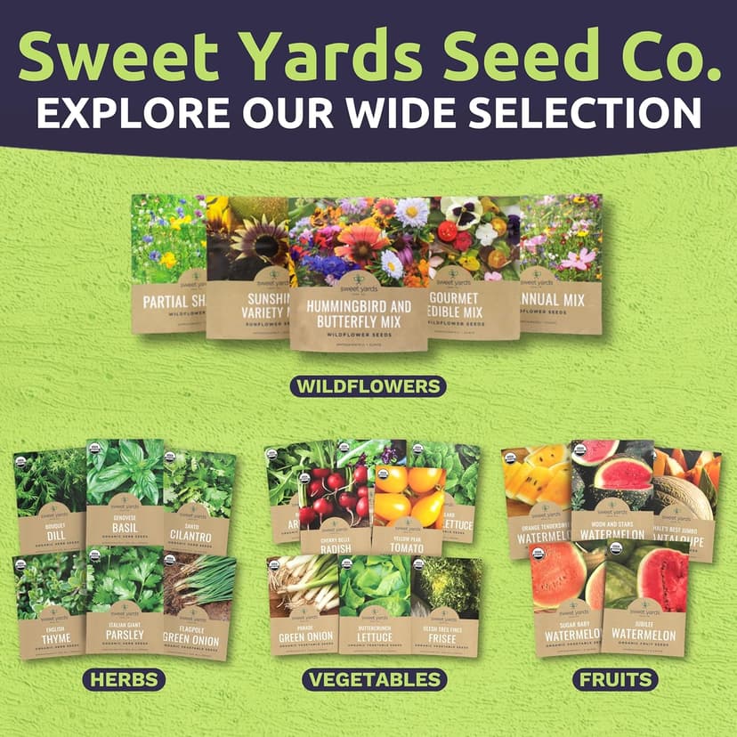Organic Seeds Essential Variety Pack - 10 Individual Packs - 2025 Season - Summer Squash, Cherry Tomatoes, Arugula, Broccoli and More! for Indoor & Outdoor Planting (Non-GMO, Certified Organic)