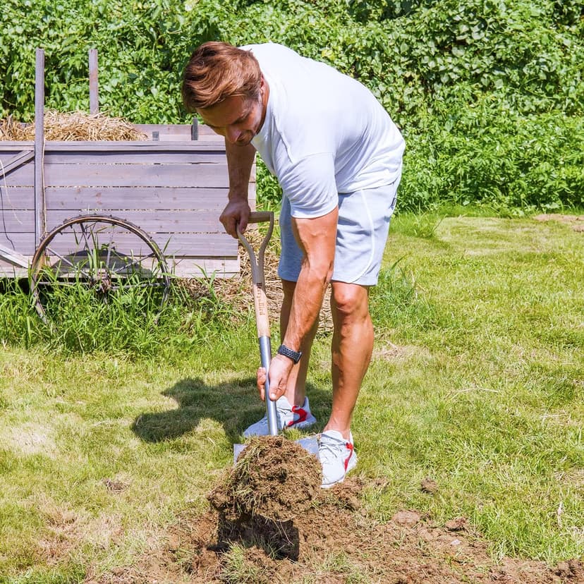 Shovels for Digging, 43’’ Round Spade Heavy Duty Shovel with Wooden D Handle Stainless Steel Snow Shovel Garden Shovel Yard for Transplanting & Outdoor