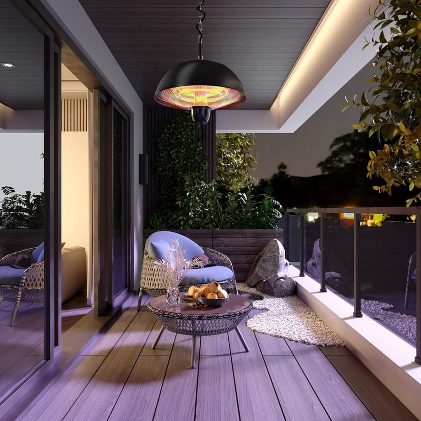 Hanging Patio Heater, Outdoor/Indoor Electric Infrared, Ceiling Heater with 3 Adjustable Modes 600W/900W/1500W.