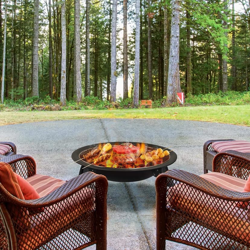 Yaheetech 21inch Fire Pit Portable Folding Steel Fire Bowl Garden Treasures Fire Pit for Outside Fireplace with Carrying Bag, Spark Screen, BBQ Grill & Log Grate for Patio Backyard Camping Bonfire