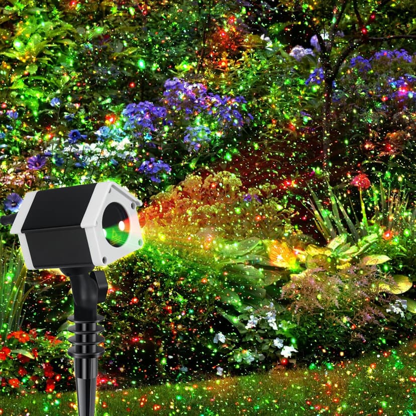 Outdoor Christmas Laser Lights Star Projector, Garden Laser Light with Moving Firefly for Outdoor, Indoor, Christmas, Holiday
