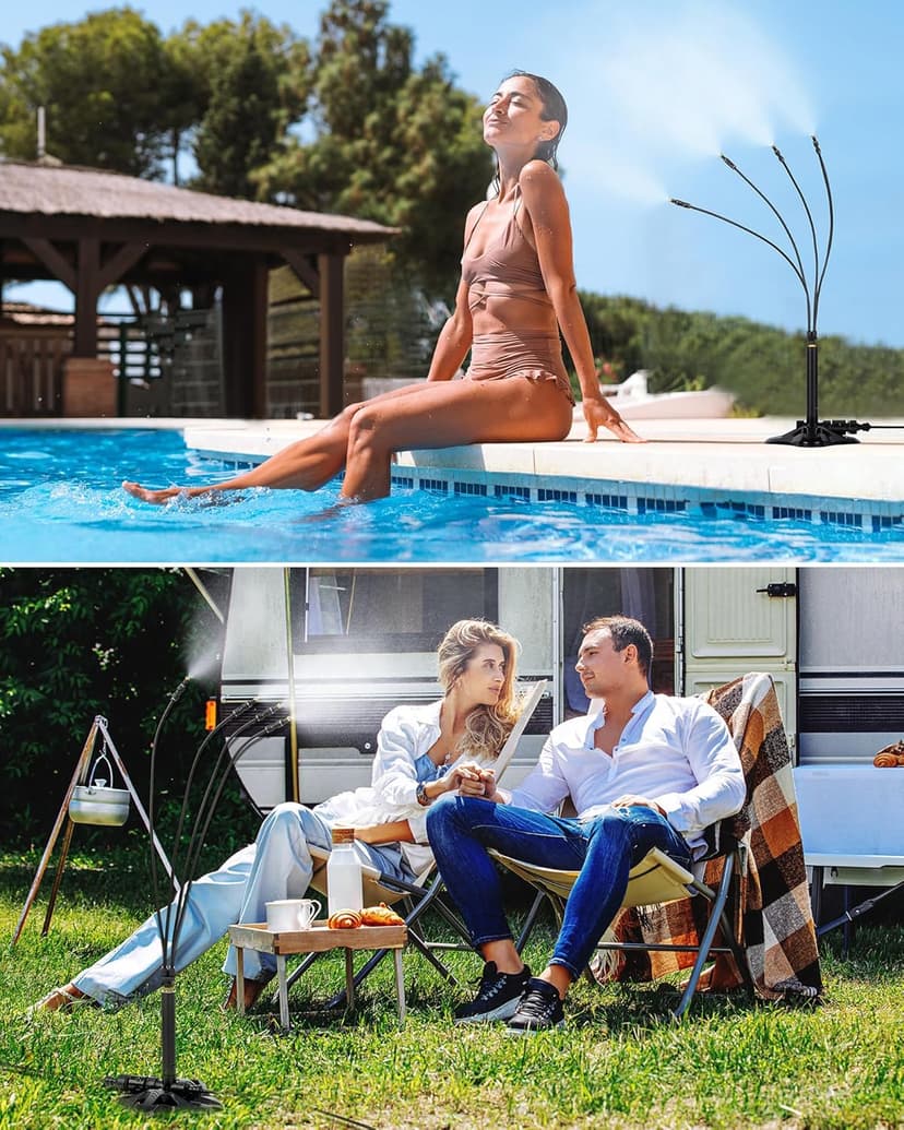 Rafow Standing Misters for Outside Patio Portable Misting System for Cooling Outdoor 26.5 Ft Stand Mist Line Water Sprinklers Patio Mister for Garden Backyard BBQ Party Pool Beach
