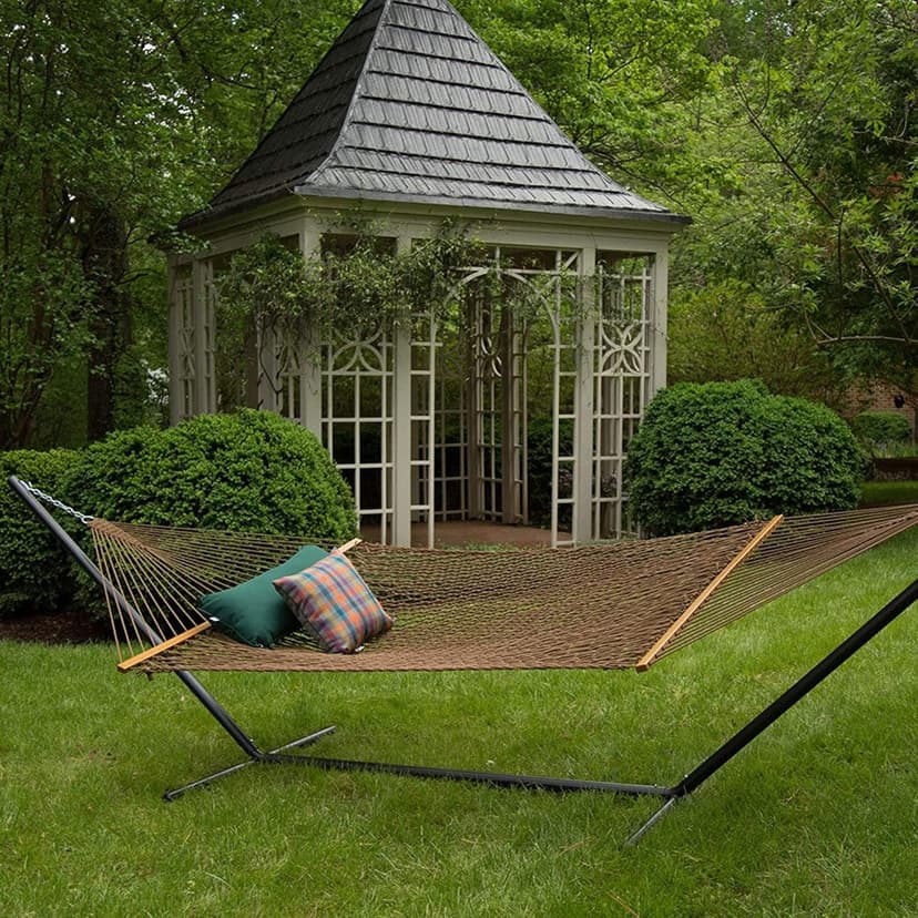 Original Pawleys Island 13DCAB Large Antique Brown DURACORD Rope Hammock with Extension Chains & Tree Hooks, Handcrafted in The USA, Accommodates 2 People, 450 LB Weight Capacity, 13 ft. x 55 in.