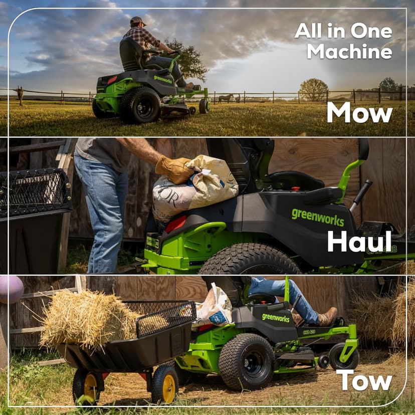 Greenworks 80V 42" CROSSOVERZ Zero Turn Lawn Mower, (4) 5.0Ah Batteries and (600W) Plug in Charger