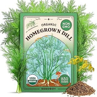 Organic Dill Seeds for Planting Indoor and Outdoor, Non-GMO and USDA Certified Herb Seed Packet for Hydroponic Garden Indoor or Planting Outdoors (Bouquet Dill)