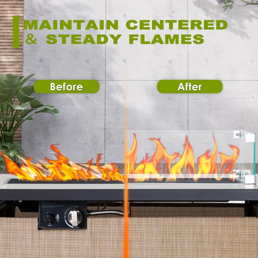 Nuu Garden Fire Pit Wind Guard for Rectangular Fire Pit Table 29'' x 10'' x 6" Sturdy and Durable Flame Protective Transparent Tempered Glass Guard with Aluminum Alloy Corner Bracket