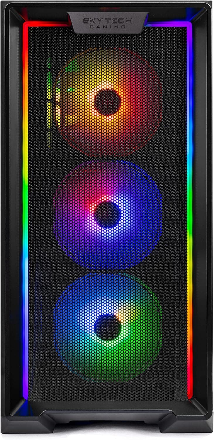 Skytech Nebula Gaming PC Desktop, Ryzen 5 5600 3.5 Ghz (4.4GHz Turbo Boost), NVIDIA RTX 3050 6GB GDDR6, 1TB SSD, 16GB DDR4 RAM 3200, 650W Gold PSU, Wi-Fi, Win 11 Home