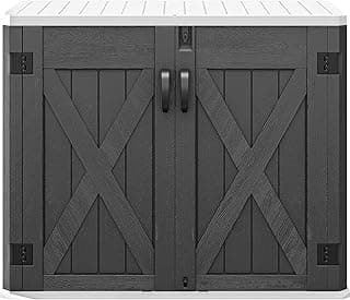 DWVO 35 Cu Ft Outdoor Storage Shed with Unique X-Shaped Lockable Door, Weatherproof Resin Tool Shed w/o Shelf for Gardening & Lawn Equipment, Dark Gray