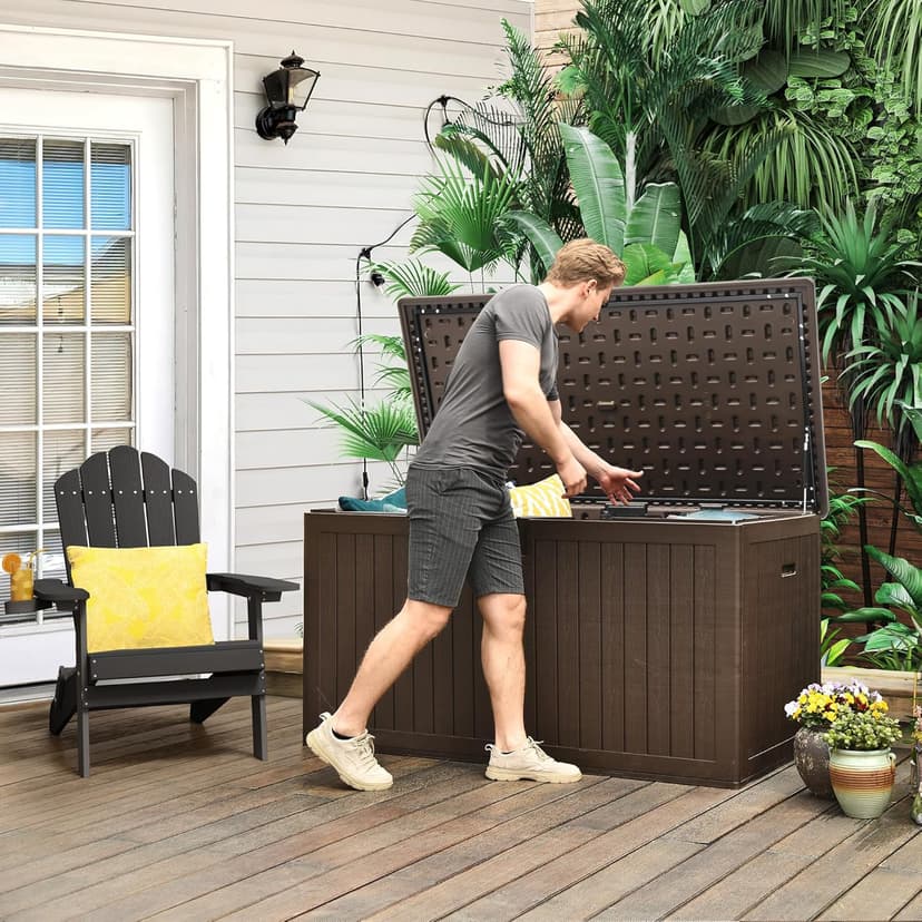 YITAHOME 230 Gallon Double-Wall Deck Box with Divider & Side Handles, Outdoor Large Storage for Patio Furniture Cushions, Garden Pool Accessories, Water Resistant & Lockable