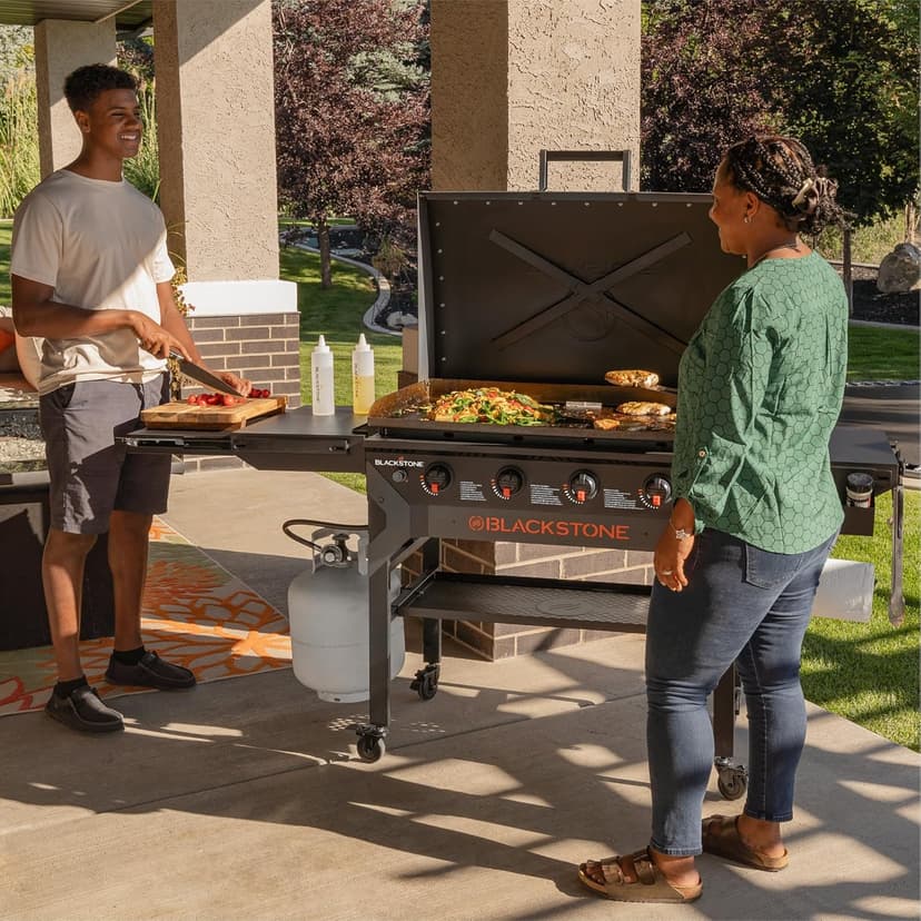 BLACKSTONE 2310 Iron Forged 36” Omnivore Griddle with X-Braced Hood, Powder Coated Steel, Black