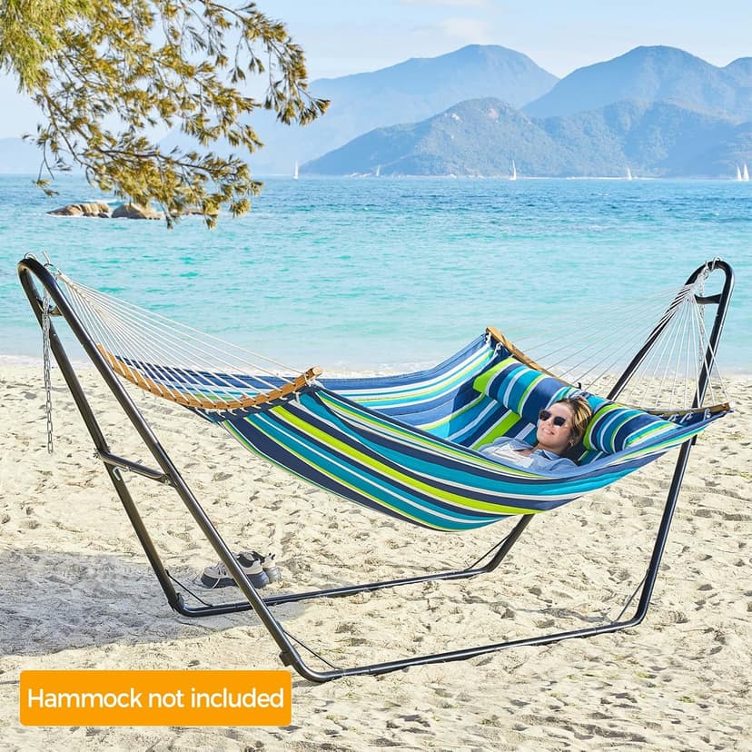 Yaheetech Universal Hammock Stand, Heavy-Duty Double-Pipe Steel Hammock Stand for 9-14.5 Ft Hammocks, 475 Lb Capacity and Capable of Holding 2-3 People
