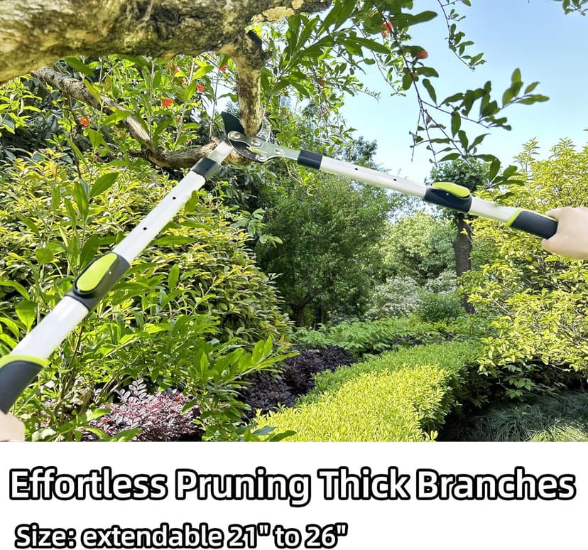 Loppers for Tree Trimming Heavy Duty Branch Cutter with Compound Action, Effortless Tree Pruner Extendable 21-26" Loppers for Gardening, Long Handle Pruning Shears with 1.6" Clean Cut Capacity