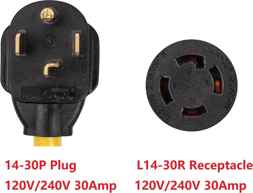 ONETAK NEMA 14-30P to L14-30R 120V/240V 30 Amp 4 Prong Male Plug to Twist Lock 4 Prong Female Outlet Receptacle Welder Generator Dryer EV Charger Power Cord Adapter Adaptor