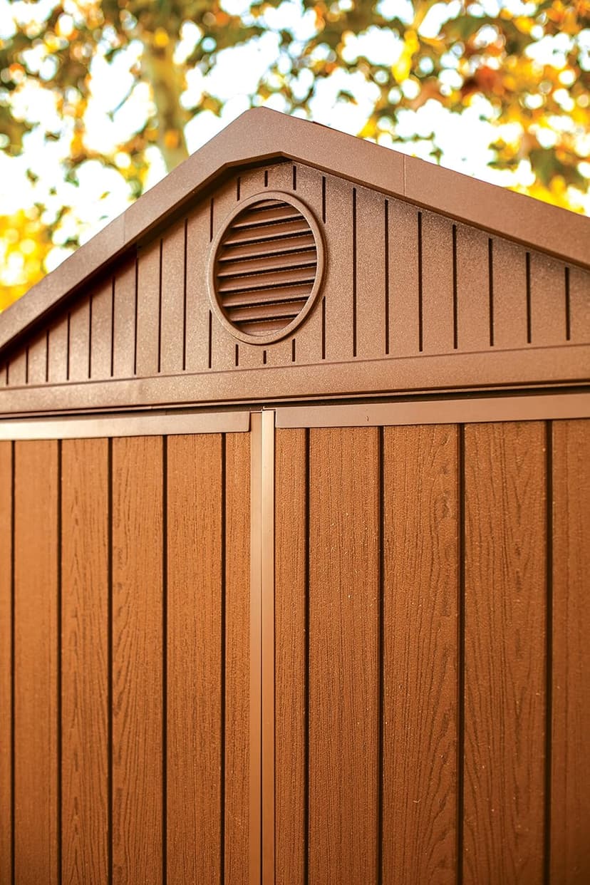 Keter Darwin 6x8 Resin Outdoor Storage Shed Kit-Perfect to Store Patio Furniture, Garden Tools Bike Accessories, Beach Chairs and Lawn Mower, Brown