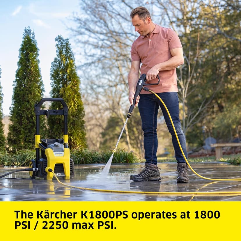 Kärcher Pressure Washer K1800PS, Max 2250 PSI, 3 Spray Nozzles, Detergent Tank, For Cars, Driveways, Siding, Patios, 1.46 max. GPM