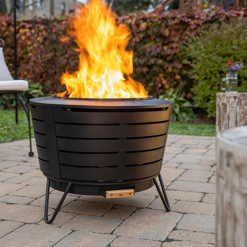 25-Inch Smokeless Patio Fire Pit, Wood Burning with Removable Ash Pan & Weather-Resistant Cover, Modern Black Design – Ideal Outdoor Smokeless Fire Pit for Backyard & Patio