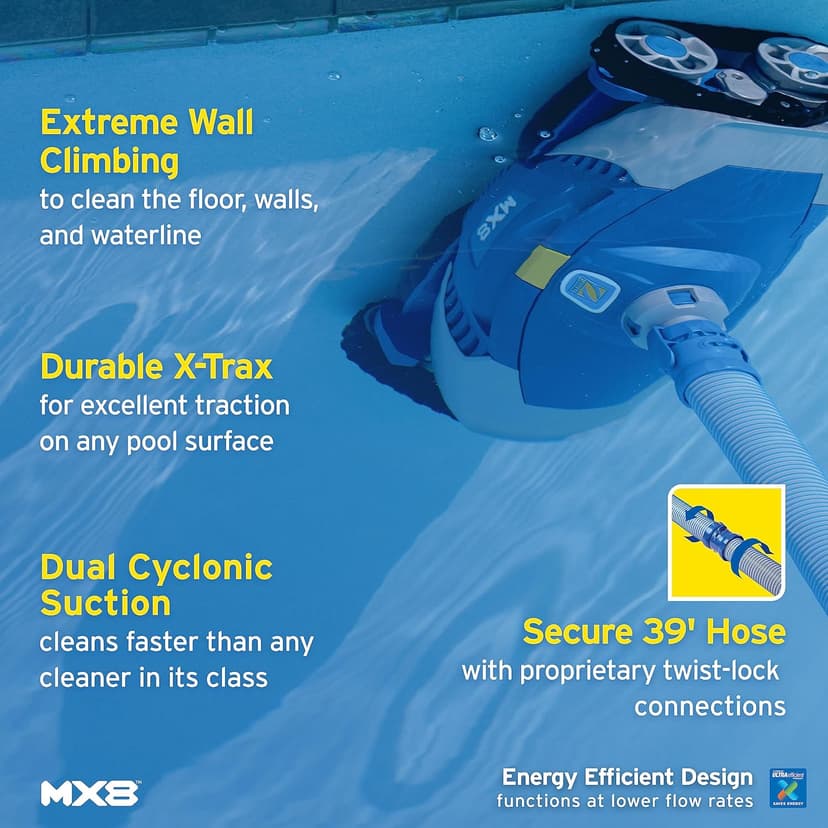 Zodiac MX8 Suction Pool Cleaner for All In-Ground Pool Surfaces, 39 ft Reach, Excellent Traction for All Surfaces