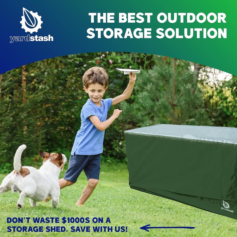 YardStash Deck Box Cover - Heavy Duty, Waterproof Covers for Outdoor Cushion Storage and Large Deck Boxes - Protects from Rain, Wind and Snow - XL - Tan