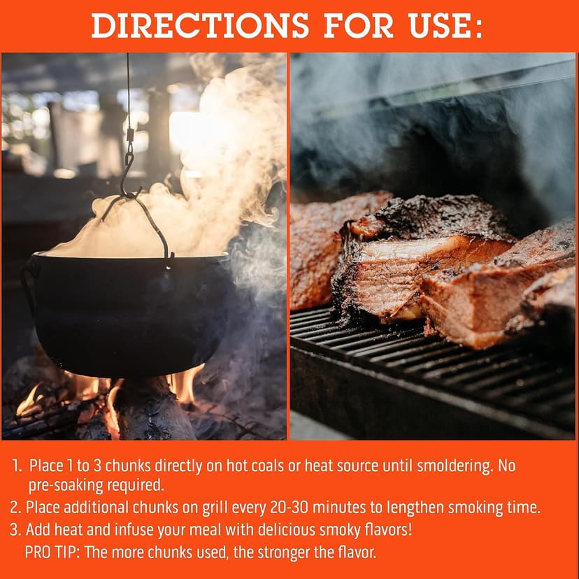 Camerons All Natural Oak Wood Chunks for Smoking Meat - 840 Cu. in. Box, Approx 10 Pounds - Kiln Dried Large Cut BBQ Wood Chips for Smoker - Barbecue Chunks Smoker Accessories