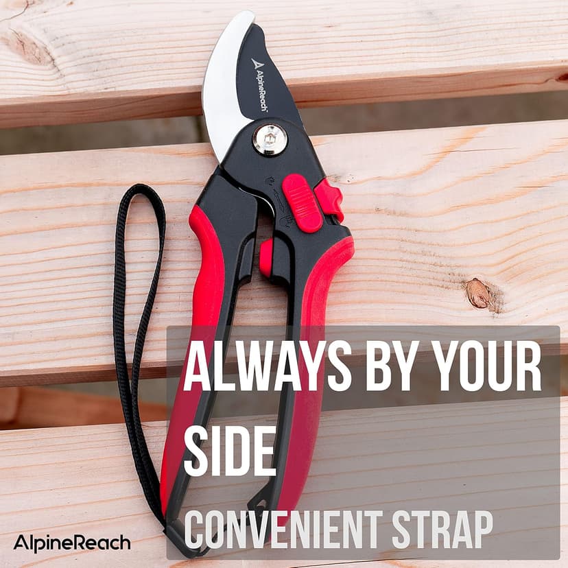 AlpineReach Bypass Pruning Shears for Gardening, Sharp Ergonomic Pruners, Heavy Duty High Carbon Steel Blade Plant Cutting Clippers, Adjustable Soft Handle for Small & Large Hands, Secateurs, Gift