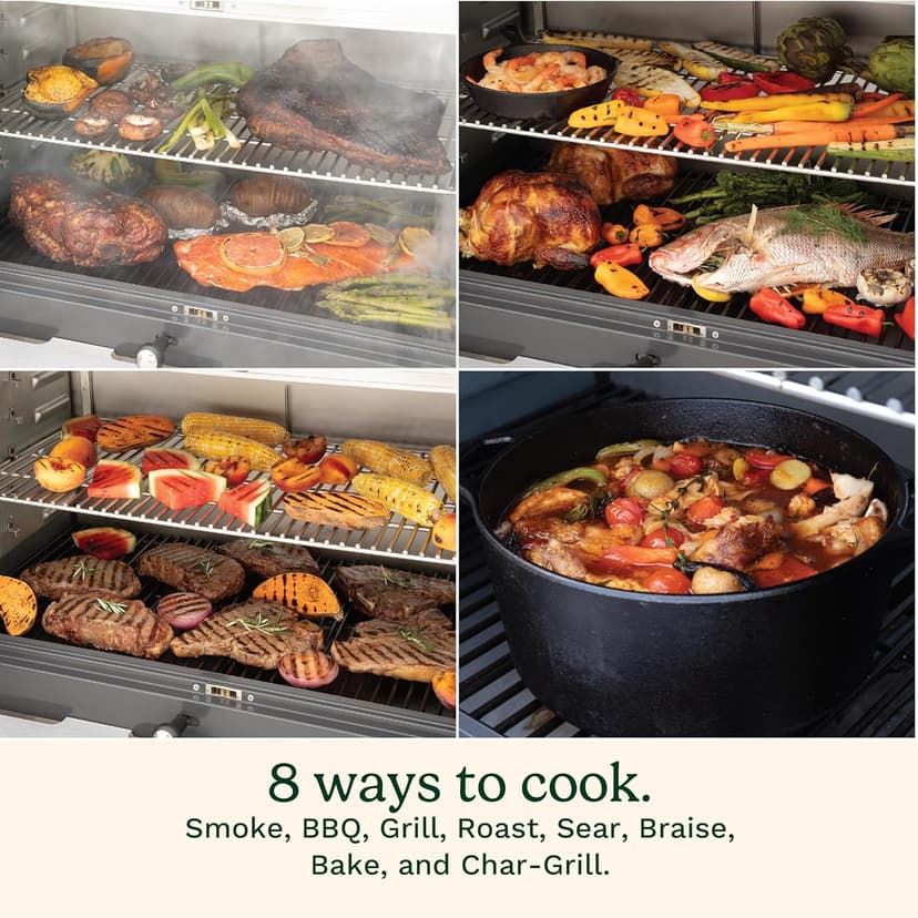 Cuisinart 8-in-1 Portable Wood Pellet Grill and Smoker, Compact for RV, Tailgates, Camping, and Backyard Cooking, Smoky Flavor, Versatile Meat Smoker