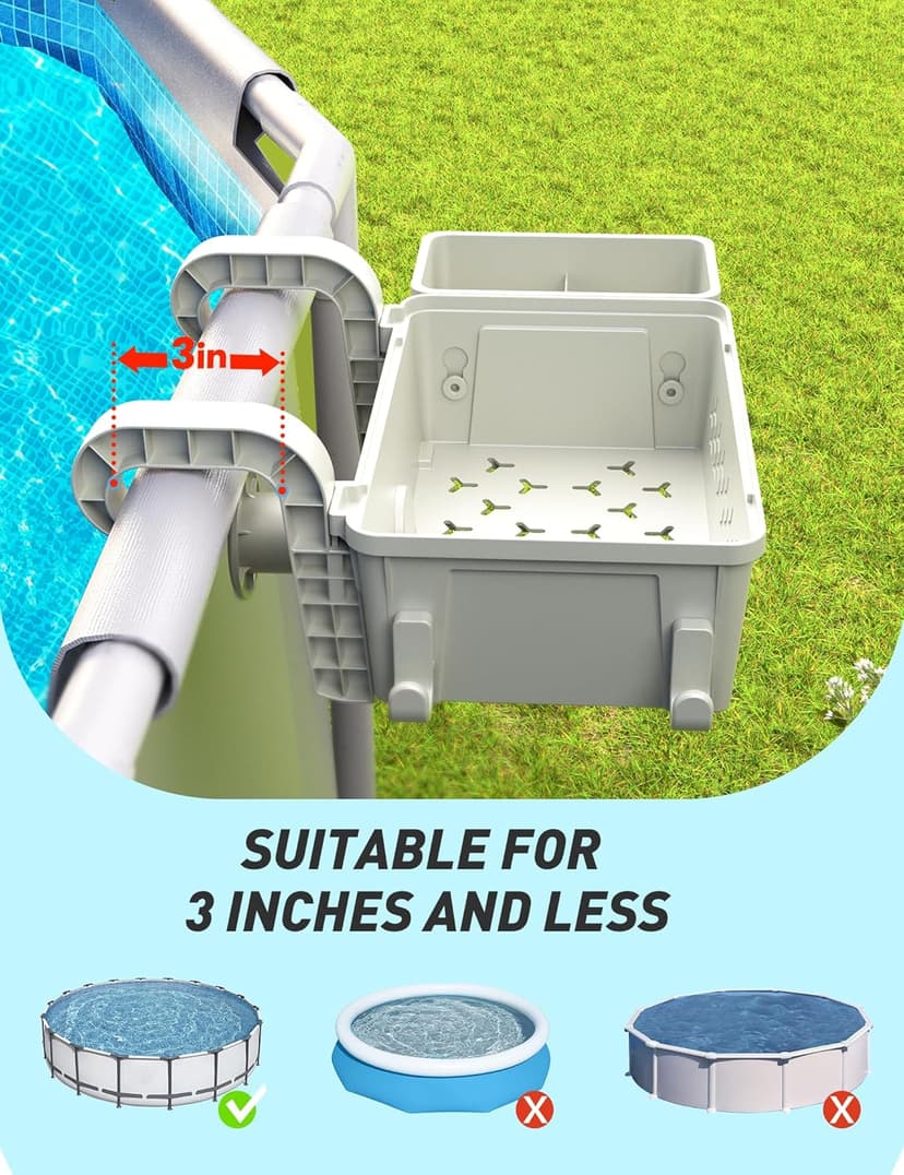 2024 Upgrade 2 Sets Poolside Storage Basket, Above Ground Pool Accessories, Swimming Pool Storage Basket with Pool Cup Holder, Poolside Storage to Organize Cup Towel