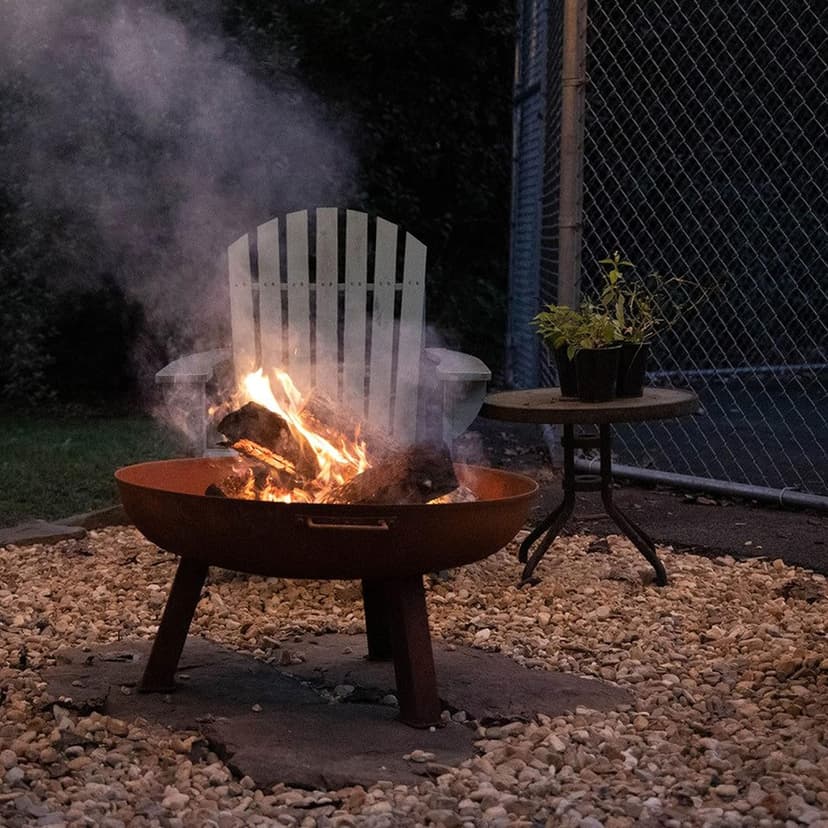 Sunnydaze 24-Inch Cast Iron Heavy-Duty Fire Pit for Outside - Wood-Burning Outdoor Fire Pit Bowl with Handles - Oxidized Finish