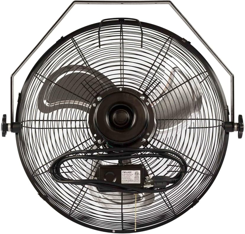 Newair Wall Mounted High Velocity Fan | 18" Air Fan | Quiet Blade Fan | 3 Speed Settings Box Fan | Heavy Duty Fan For Industrial Use | Portable Outdoor Shop Fan | Black | WindPro18W, 3000 CFM