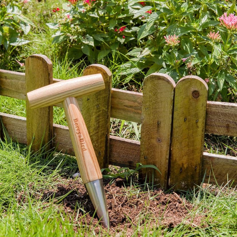 Hand Dibber, Stainless Steel Sow Dibbler with Wood Handle, Garden Hole Punch Dibbler Tool for Planting Seeds & Bulbs, Hand Held Bulb Planter for Planting Flowers Tulips, Daffodils, Dahlias