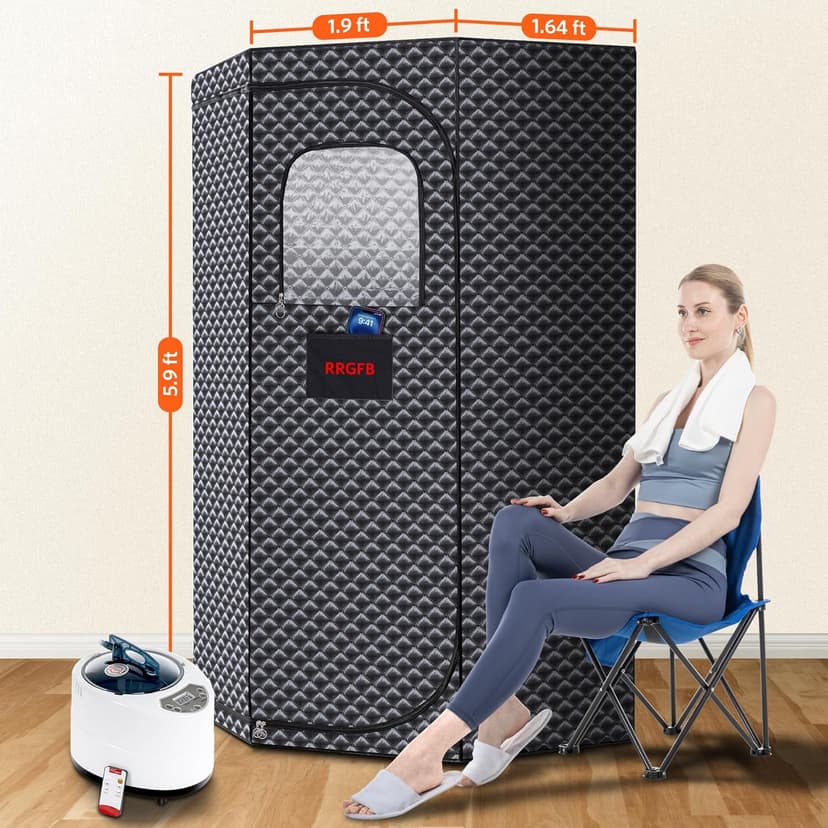Sauna Box, Portable Steam Tent for Home Detox and Relaxation, Includes 3L Steamer, Remote Controller, Folding Chair, Adjustable Timer 1-60 Min, Large Size