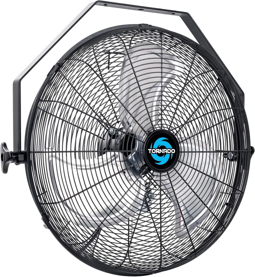 Tornado - 18 Inch High Velocity Industrial Wall Fan with TEAO Enclosure Motor - 4000 CFM - 3 Speed - 6.5 FT Cord - Industrial, Commercial, Residential Use - UL Safety Listed