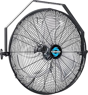 Tornado - 18 Inch High Velocity Industrial Wall Fan with TEAO Enclosure Motor - 4000 CFM - 3 Speed - 6.5 FT Cord - Industrial, Commercial, Residential Use - UL Safety Listed