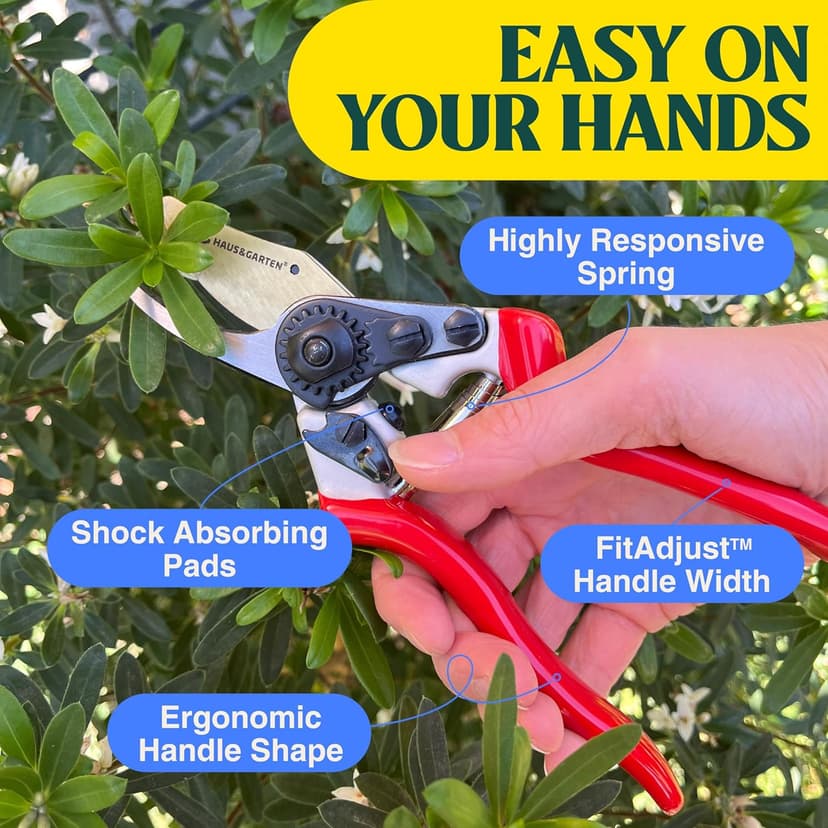 PrecisionPRO 8" Titanium Pruning Shears - Heavy Duty Professional Bypass Pruner - Use As Rose Clippers, Premium Gardening Secateurs, Garden Scissors, Handheld Yard, Tree, & Plant Tool
