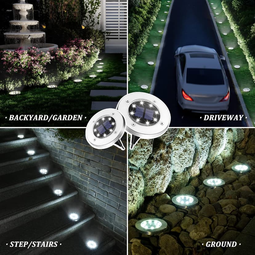 SOLPEX Solar Lights Outdoor Waterproof, 12 Pack Solar Ground Lights, Solar Garden Lights Landscape Lighting for Pathway Driveway Patio Backyard Walkway (Cool White)