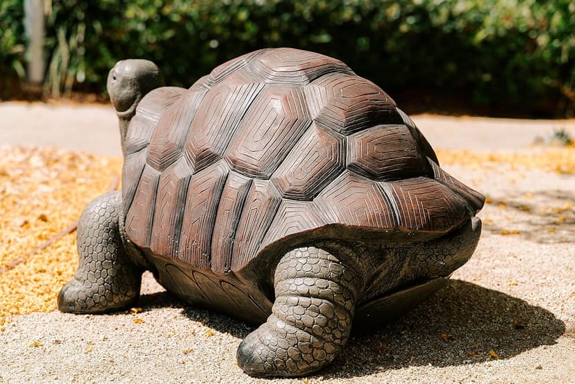 XBrand 28" L Brown and Black Concrete/MgO Walking Tortoise Statue, Indoor or Outdoor Décor, Garden Sculptures, Turtle Garden Statue