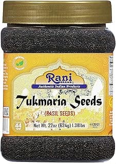 Rani Tukmaria (Natural Holy Basil Seeds) 1.38lbs (22oz) 624g Used for Falooda / Sabja Dessert, Spice & Ayurveda Herbal ~ Gluten Friendly | NON-GMO | Kosher | Vegan | Indian Origin