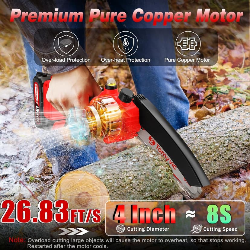 Electric Mini Chainsaw Battery Powered - 6 Inch Cordless Handheld Power Chain Saw With Charger For Trimming On Tree Branches, Wood Cutting, Pruning Limbs To Yard Clean-Up & Gift-Ready