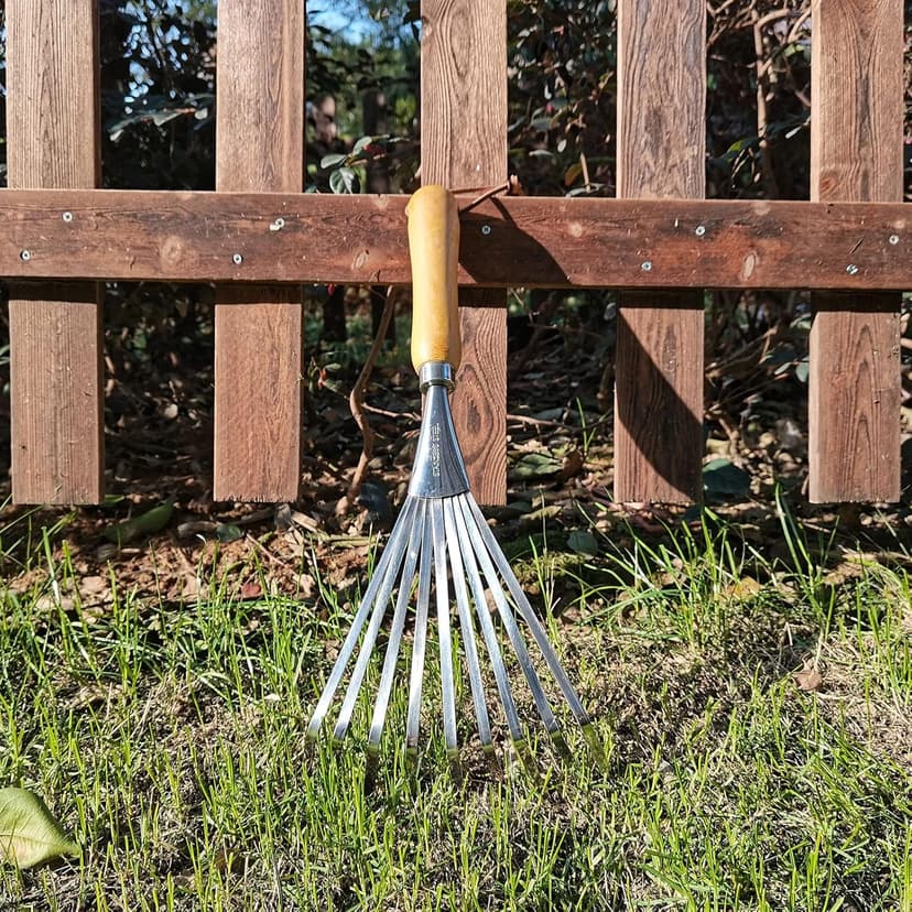 Hand Rakes, Garden Stainless Steel Hand Rake Soil Tiller with Ergonomic Handle, Small Leaf Rakes Great for Gardening, Garden Sweep Yard Flower Beds Tool