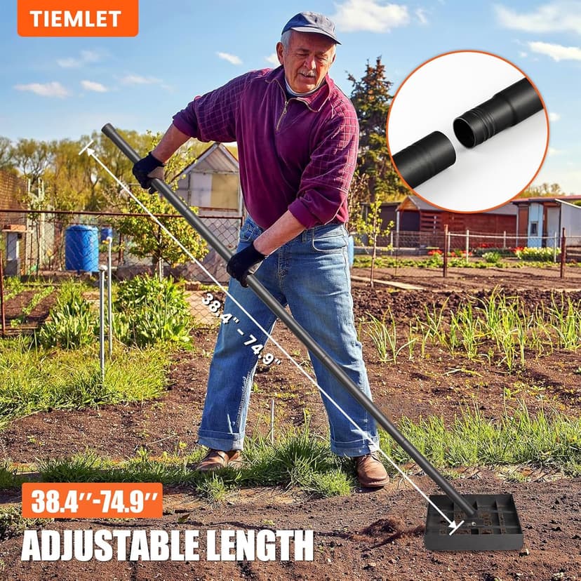 Lawn Leveling rake, 14.1"×9.8" Heavy Duty Lawn Leveling Rake, 38.4 to 74.9 Inches Adjustable Handle, Lawn Leveling Tool, Landscape Rake for Farm, Garden, Golf Course