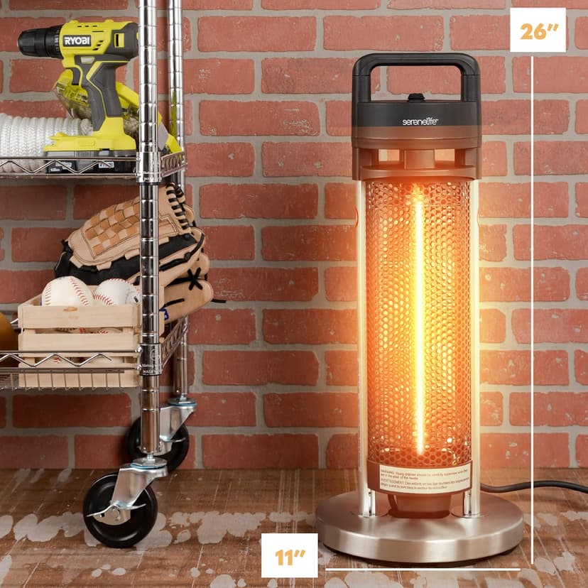 SereneLife Infrared Patio Heater, 900W Electric Heater with Remote, 360° Tip-Over Safety Switch, IP44 Approved, Indoor/Outdoor for Patio, Restaurant, Backyard, Garage, Decks